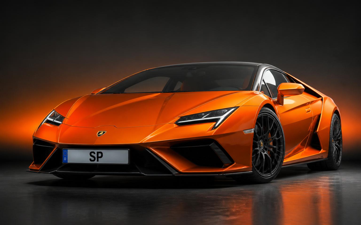 Orange premium car with SmartPlate installed in a different design
