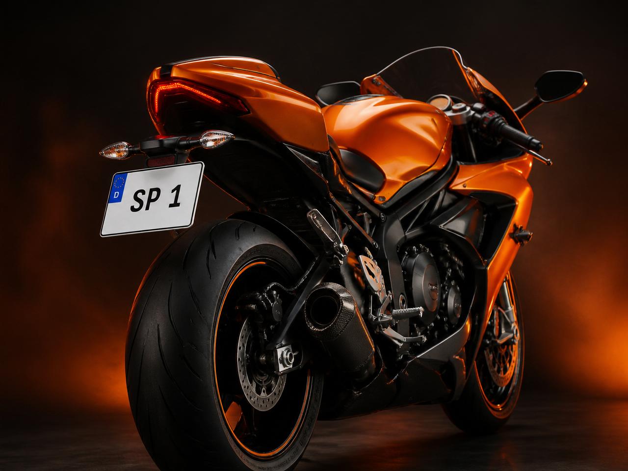 SmartPlate installed on the rear of an orange sportbike motorcycle